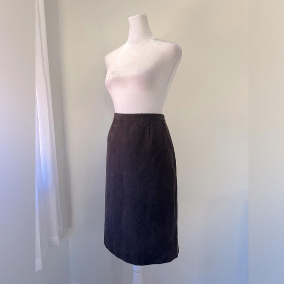Vintage Y2K Casual Corner Chocolate Brown Corduroy Knee Length Pencil Skirt - Picture 2 of 9